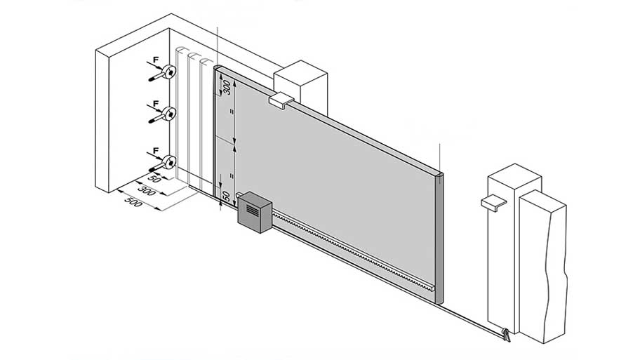 Bản vẽ lắp đặt Mô tơ cổng trượt tự động Roger KIT H30/640